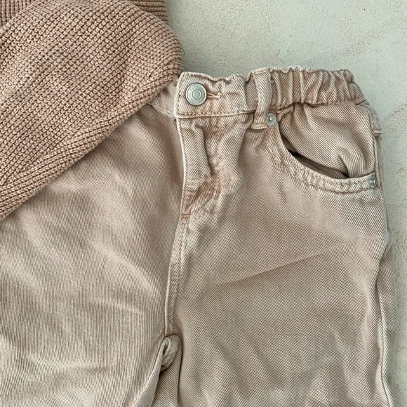 Zara mauve waffle Knit cotton Sweater and ankle Pants Set - Picture 2 of 6